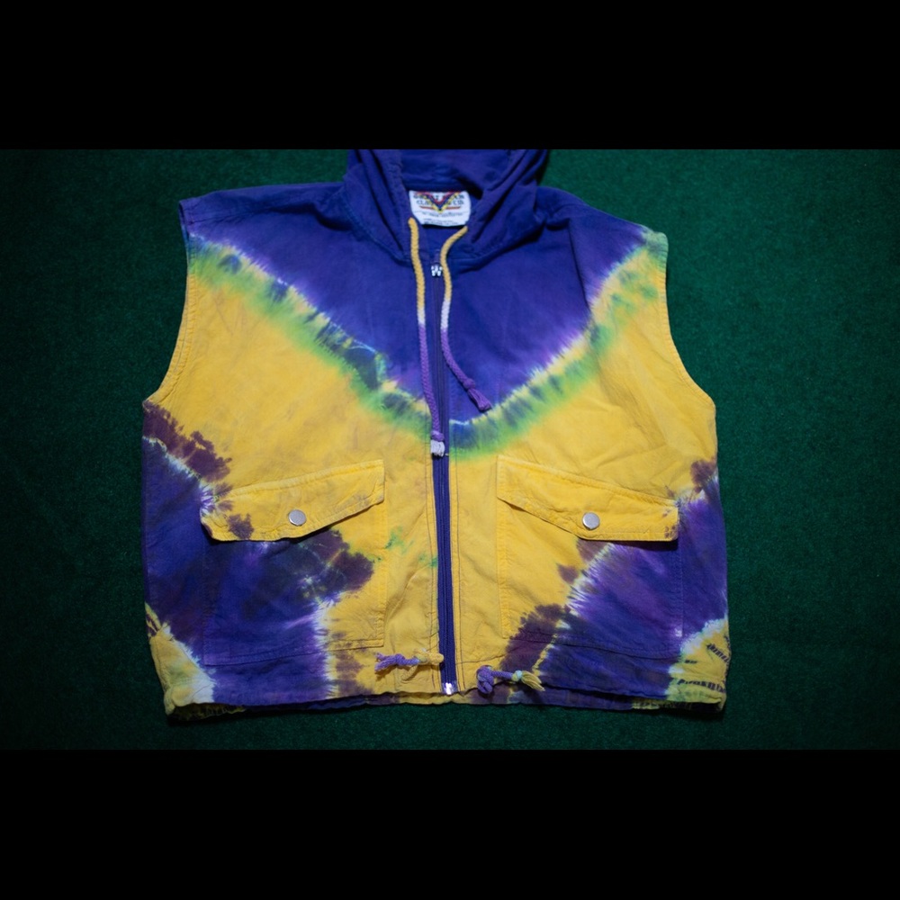 Vintage Tie Die Hooded Vest
